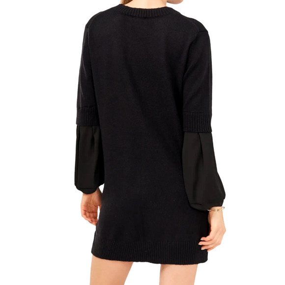 Vince Camuto NWT Layered Mixed Media Long Sleeve Black Sweater Dress Small - Picture 5 of 12